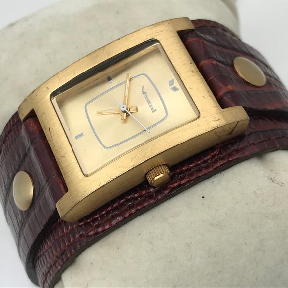 Vestal Accessories - Vestal Women Watch Brown Leather Wide Band Gold To